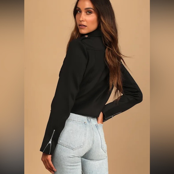 Lulus Living On The Edge Black Moto Jacket - Size XS - Picture 2 of 6